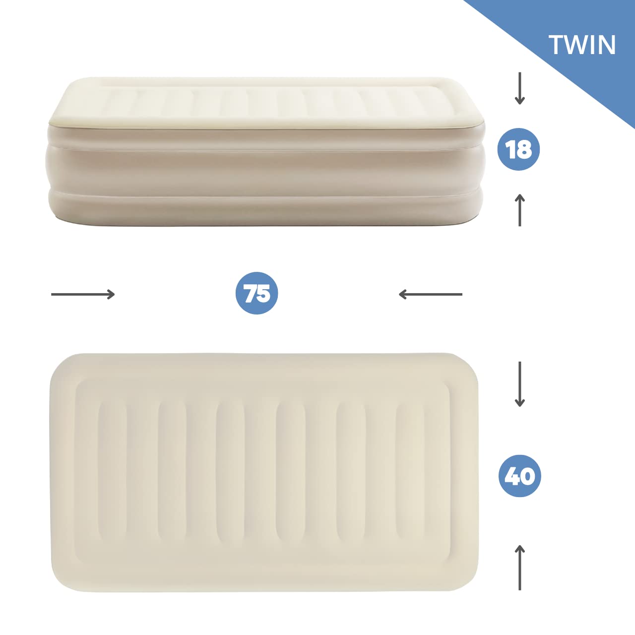 Simpli Comfy Twin 45,7 cm Luftmatratze mit Doppelpumpe – Verstellbare Härte, selbstaufblasend, mit Tasche, ideal für Gäste