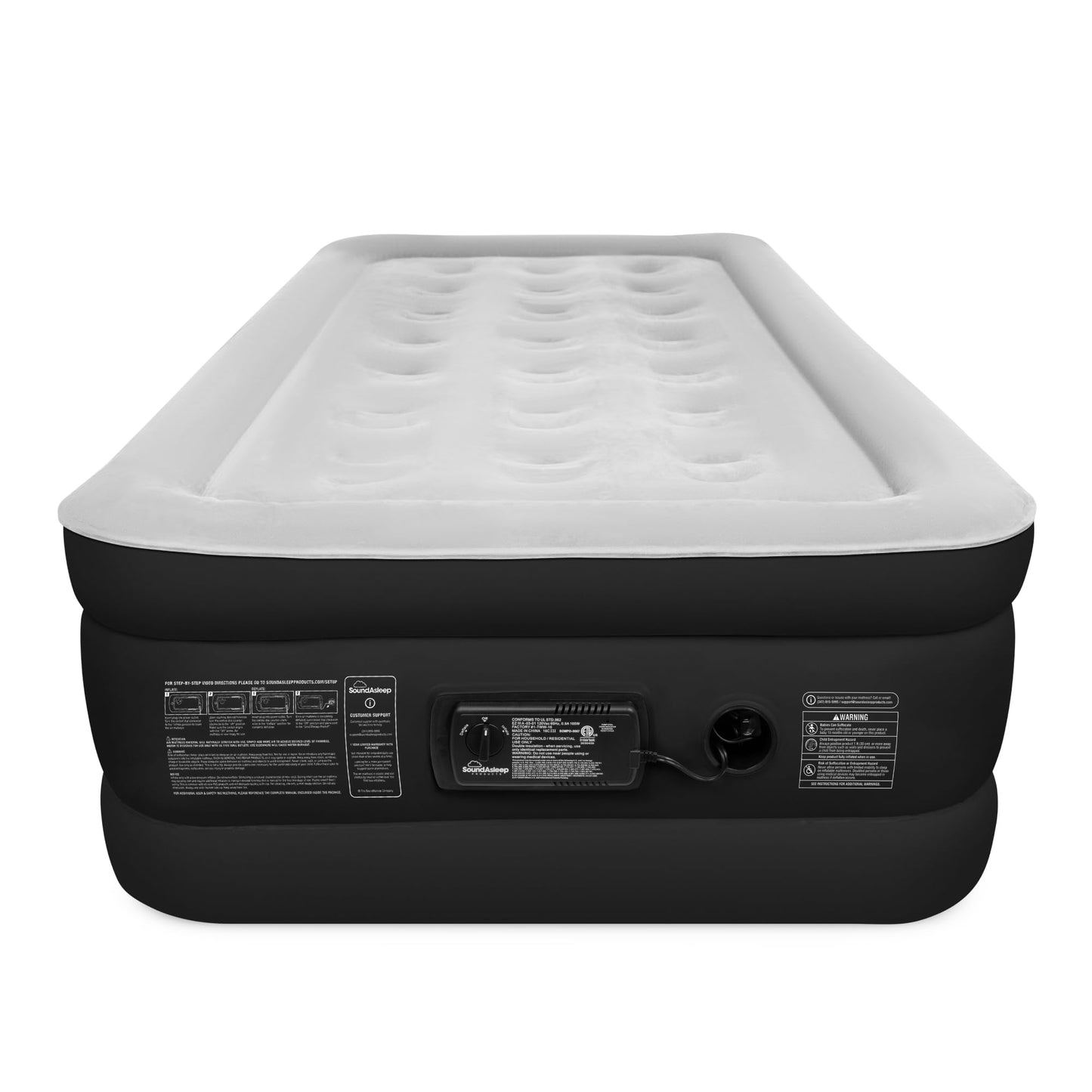 SoundAsleep Dream Series Double Air Mattress with ComfortCoil Tech & High-Capacity Pump – Raised, Adjustable, Portable