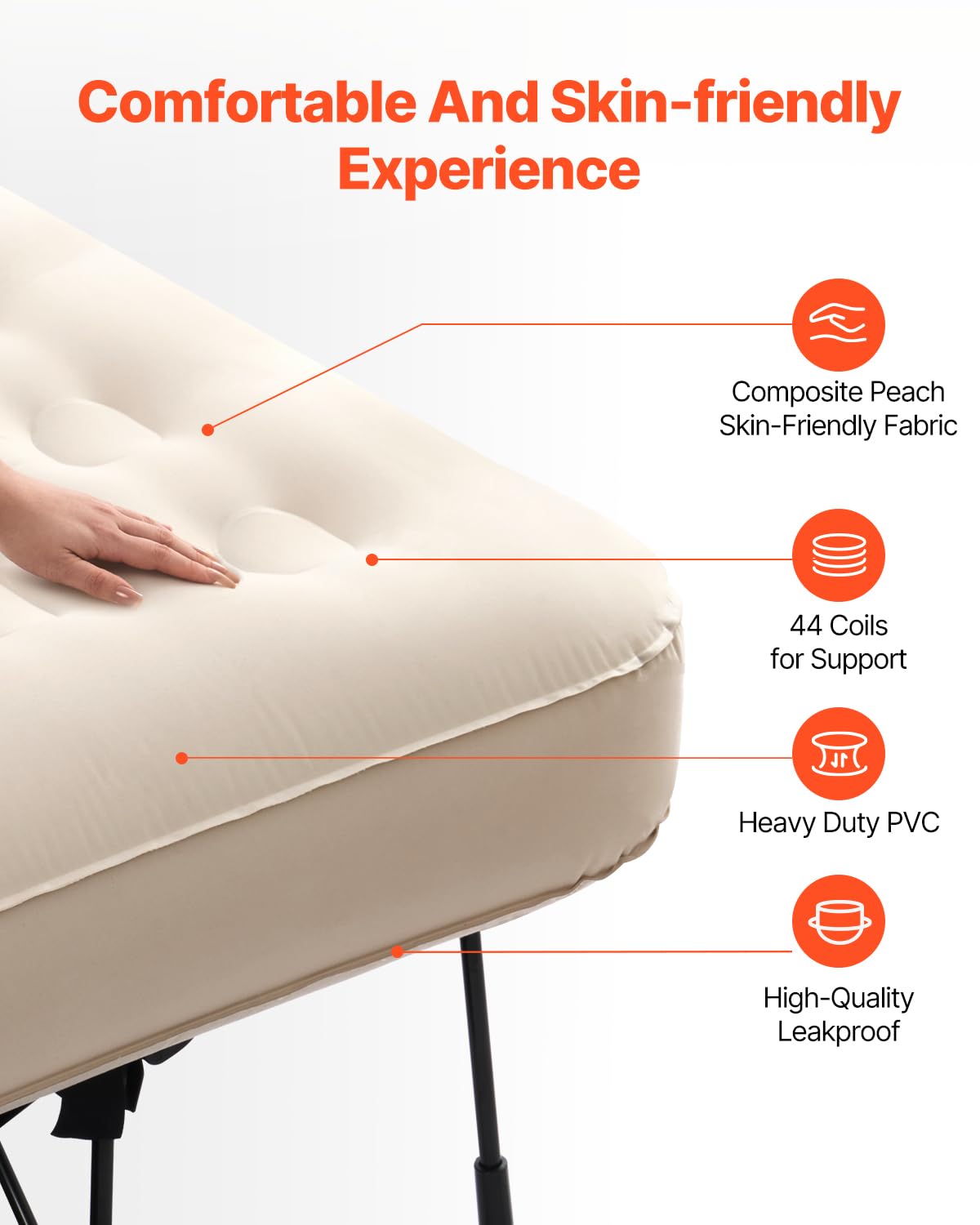 VEVOR Queen Air Mattress with Frame & Built-in Pump – 272kg Load, Ideal for Camping, Travel & Guest Use (197x153x63cm)