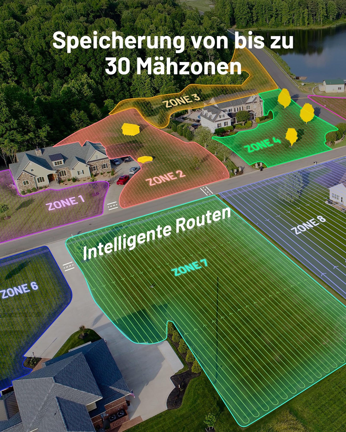 MAMMOTION LUBA 2 AWD 3000X Mähroboter ohne Begrenzungskabel, NetRTK+Vision, Keine RTK-Antenne erforderlich, Auto-Kartierung, Empf. 3000m², Max. 3600m², mit 4G-Modul, 80% Steigung