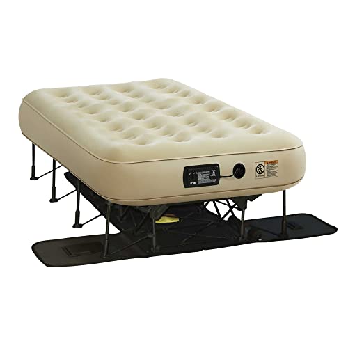 Simpli Comfy EZ Twin Air Bed with Built-in Frame, Pump & Rolling Case – Inflatable Mattress for Home, Travel, Camping