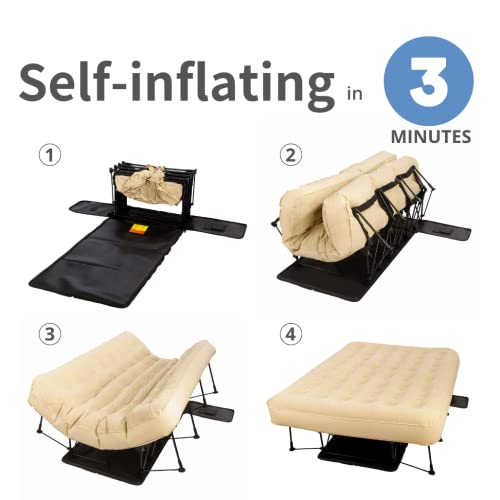 Simpli Comfy EZ Twin Air Bed with Built-in Frame, Pump & Rolling Case – Inflatable Mattress for Home, Travel, Camping