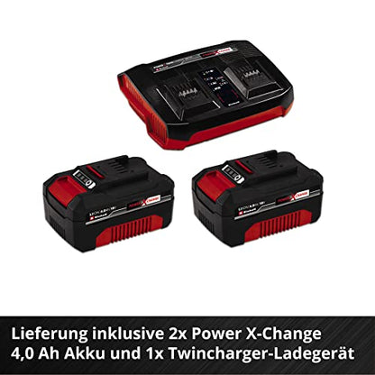 Einhell Akku-Rasenmäher RASARRO 36/38 Kit Power X-Change (36 V, 38 cm Schnittbreite, 450 m², Brushless, Mulchfunktion, 45L Fangkorb, inkl. 2x 4,0 Ah Akkus + Twincharger)