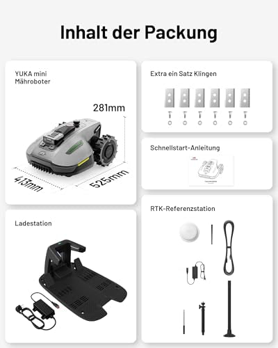 MAMMOTION YUKA Mini 700 Mähroboter mit Garagen-Kombination, NetRTK+Vision, Keine RTK-Antenne erforderlich, Auto-Kartierung, Empf. 700m², Max. 1100m², mit 4G-Modul, 50% Steigung(YUKA mini 700+Garage)