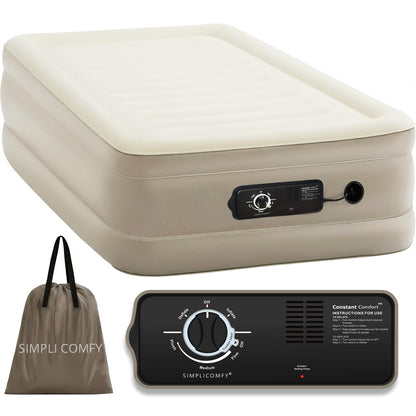 Simpli Comfy Twin 45,7 cm Luftmatratze mit Doppelpumpe – Verstellbare Härte, selbstaufblasend, mit Tasche, ideal für Gäste