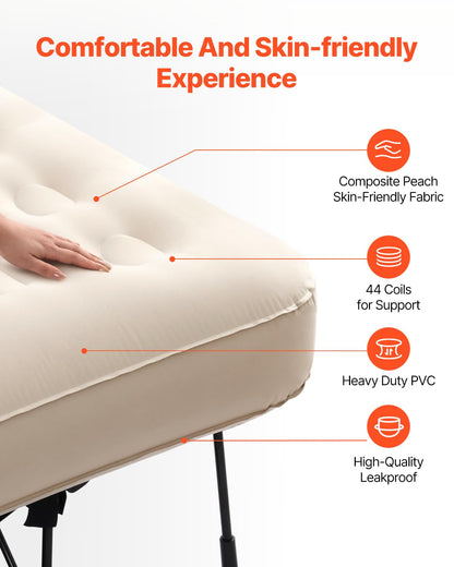 VEVOR Queen Air Mattress with Frame & Built-in Pump – 272kg Load, Ideal for Camping, Travel & Guest Use (197x153x63cm)