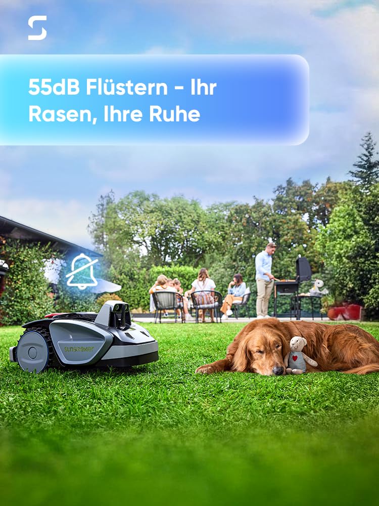 Sunseeker V3 Plus Mähroboter ohne Begrenzungskabel 1000 m², Vision AI Doppel-Auge, 42% Steigung, App-Steuerung, Rasenmäher mit EIN-klick-Mähen, silbergrau