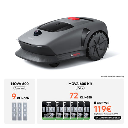 MOVA 600 Kit, Rasenmäher Roboter mit 81x Ersatzmesser,3D-LiDAR Mähroboter ohne Begrenzungskabel & genaue Kartierung bis 800 m², Smarte Hindernisvermeidung, App-Steuerung, U-förmiges Schneiden