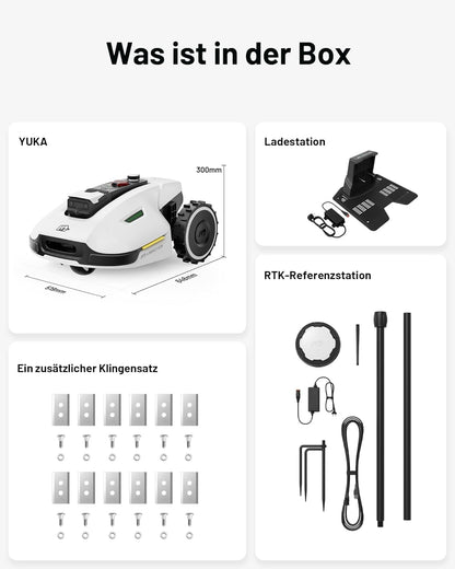 MAMMOTION YUKA 2000 Mähroboter ohne Begrenzungskabel, Max. 2800m², NetRTK+Vision, Keine RTK-Antenne, Auto-Kartierung, Empf. 2000m², Intelligenter Rasenmäher Roboter mit 4G-Modul, 50% Steigung