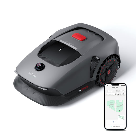 MOVA 1000, Mähroboter 3D-LiDAR kabellose Einrichtung & genaue Kartierung bis 1.000 m², Mähroboter ohne Begrenzungskabel, Smarte Hindernisvermeidung, Verbesserte Geländeräder, U-förmiges Schneiden