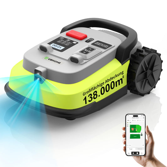 UBHOME M10 Rasenmäher Roboter, Mähroboter ohne Begrenzungskabel für Rasenflächen bis 1000m², Vision+RTK Fusion-Mapping ,Smart-Navigation, Hindernisvermeidung, App-Steuerung