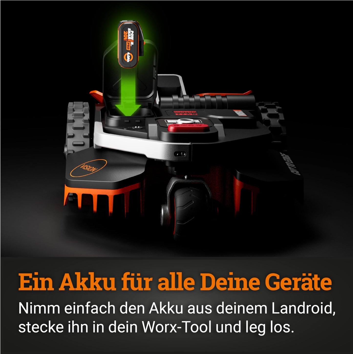 WORX Landroid Vision L1300 WR213E.1 - Mähroboter ohne Begrenzungskabel für Gärten bis 1300m², AI Rasenmäher Roboter (WLAN & Bluetooth, aktive Hindernisvermeidung mit KI-Technologie, Igelschutz)