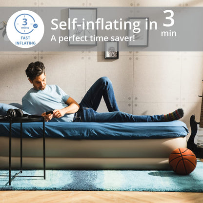 Simpli Comfy Twin 45,7 cm Luftmatratze mit Doppelpumpe – Verstellbare Härte, selbstaufblasend, mit Tasche, ideal für Gäste