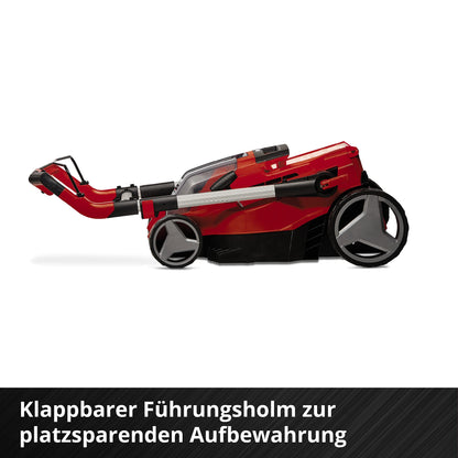 Einhell Akku-Rasenmäher RASARRO 36/38 Kit Power X-Change (36 V, 38 cm Schnittbreite, 450 m², Brushless, Mulchfunktion, 45L Fangkorb, inkl. 2x 4,0 Ah Akkus + Twincharger)
