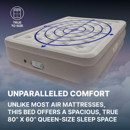 SLEEPLUX Dream AlwayzAire Queen Air Mattress with Built-in Pump – 50.8 cm Raised Bed for Home & Guests