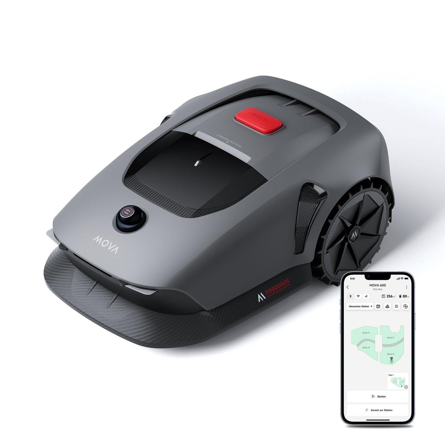 MOVA 600 Kit, Rasenmäher Roboter mit 81x Ersatzmesser,3D-LiDAR Mähroboter ohne Begrenzungskabel & genaue Kartierung bis 800 m², Smarte Hindernisvermeidung, App-Steuerung, U-förmiges Schneiden