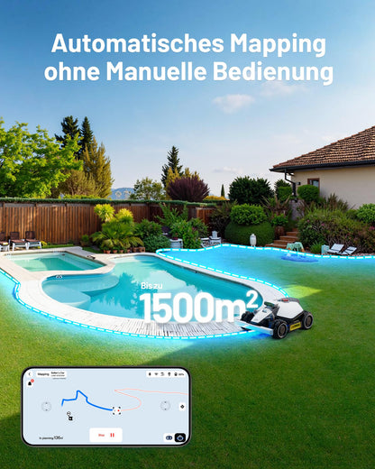 MAMMOTION LUBA mini AWD 1500 Mähroboter ohne Begrenzungskabel, NetRTK+Vision, Keine RTK-Antenne erforderlich, Auto-Kartierung, Empf. 1500m², Max. 1800m², mit 4G-Modul, 80% Steigung