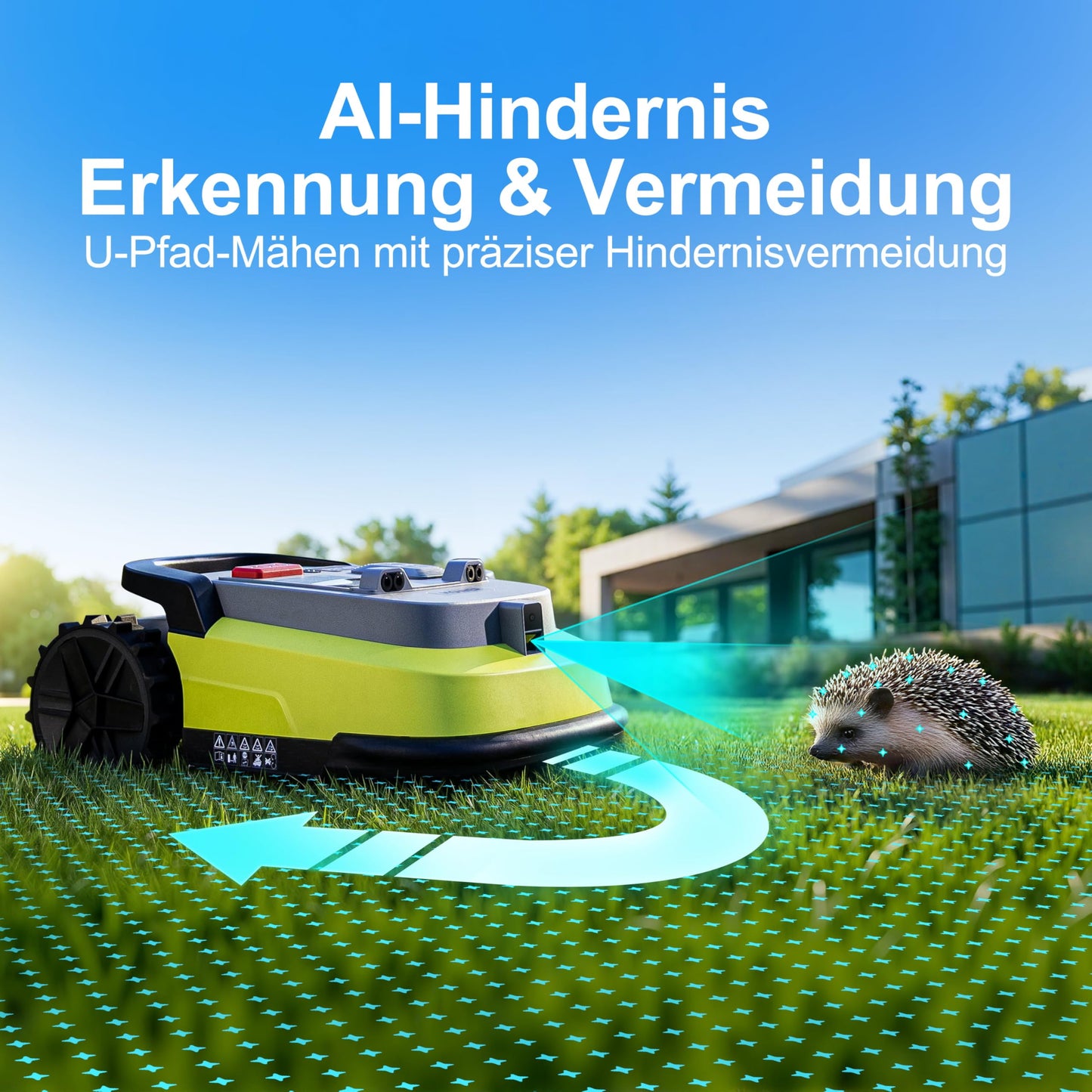 UBHOME M10 Rasenmäher Roboter, Mähroboter ohne Begrenzungskabel für Rasenflächen bis 1000m², Vision+RTK Fusion-Mapping ,Smart-Navigation, Hindernisvermeidung, App-Steuerung