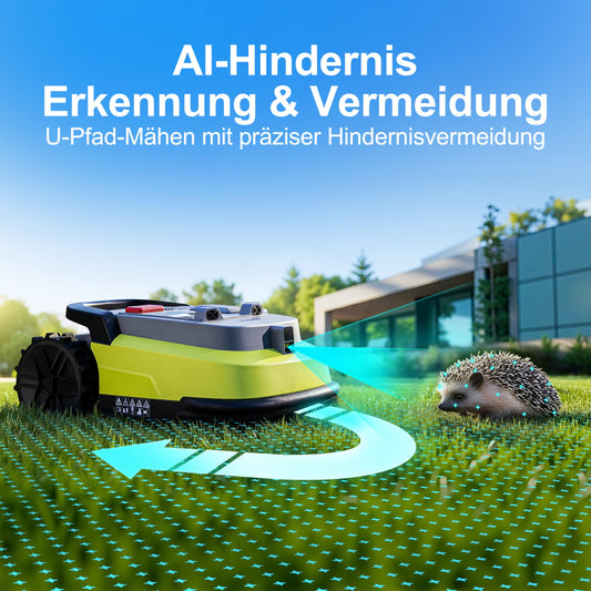 UBHOME M10 Rasenmäher Roboter, Mähroboter ohne Begrenzungskabel für Rasenflächen bis 1000m², Vision+RTK Fusion-Mapping ,Smart-Navigation, Hindernisvermeidung, App-Steuerung