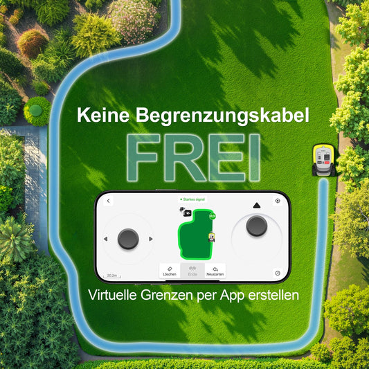 UBHOME M10 Mähroboter ohne Begrenzungskabel, Vision+RTK Fusion-Mapping,Smart-Navigation, Garten bis 1000m², Hindernisvermeidung, App-Steuerung,55% Steigung