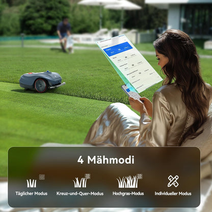 HOOKII Neomow X Pro Mähroboter ohne Begrenzungskabel, bis 6000㎡, 3D LiDAR SLAM+Vision Fusion Kartierung, Keine RTK-Station Erforderlich, mit 4G Modul und GPS, Schnitthöhe 30-85 mm, 45% Steigung, Leise