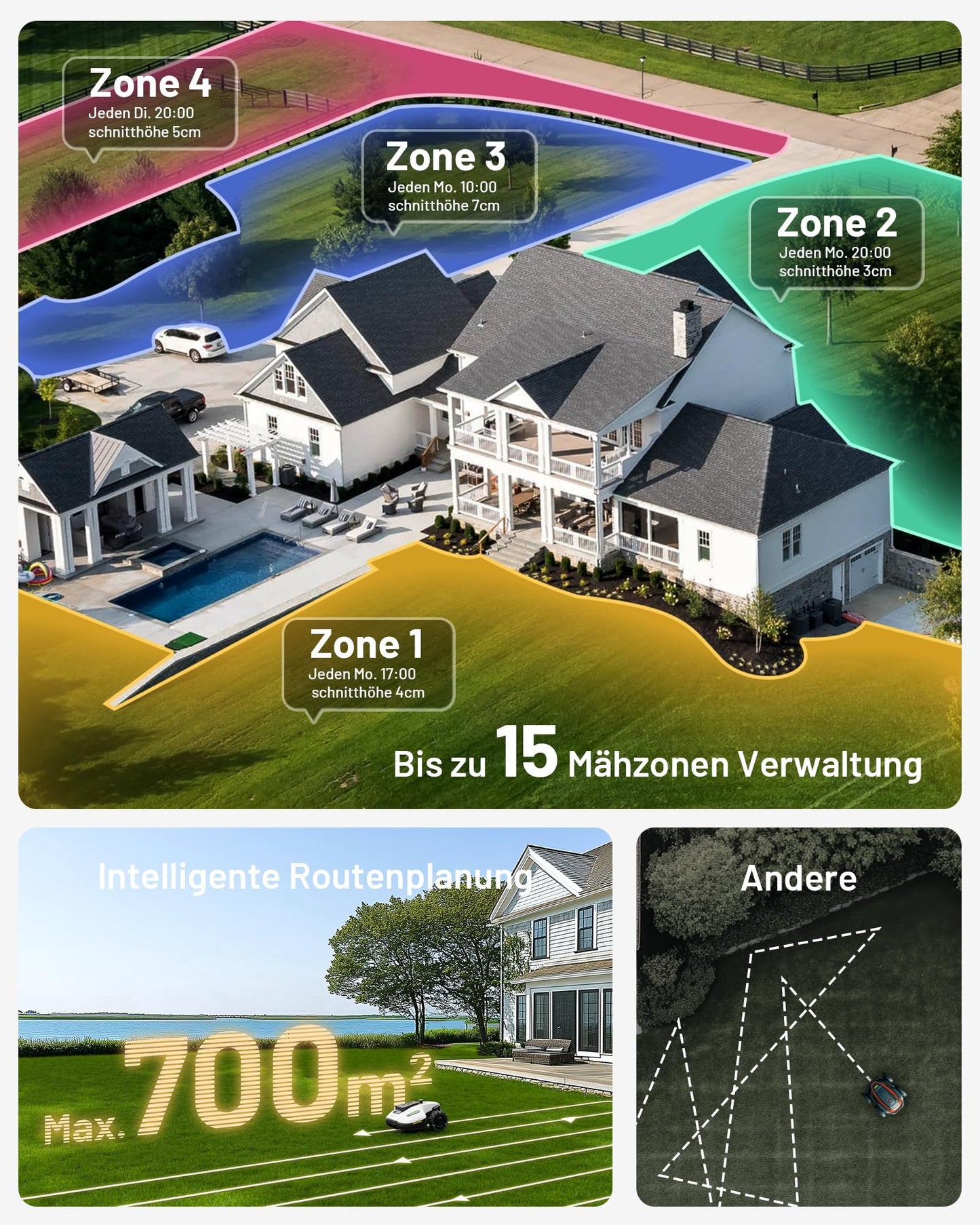MAMMOTION YUKA Mini 500 Mähroboter ohne Begrenzungskabel,Empf. 500 m², NetRTK+Vision Rasenmäher Roboter, KI Smarte Hindernisvermeidung Rasenroboter, 50% Steigung (YUKA mini 500&Trennscheibe)