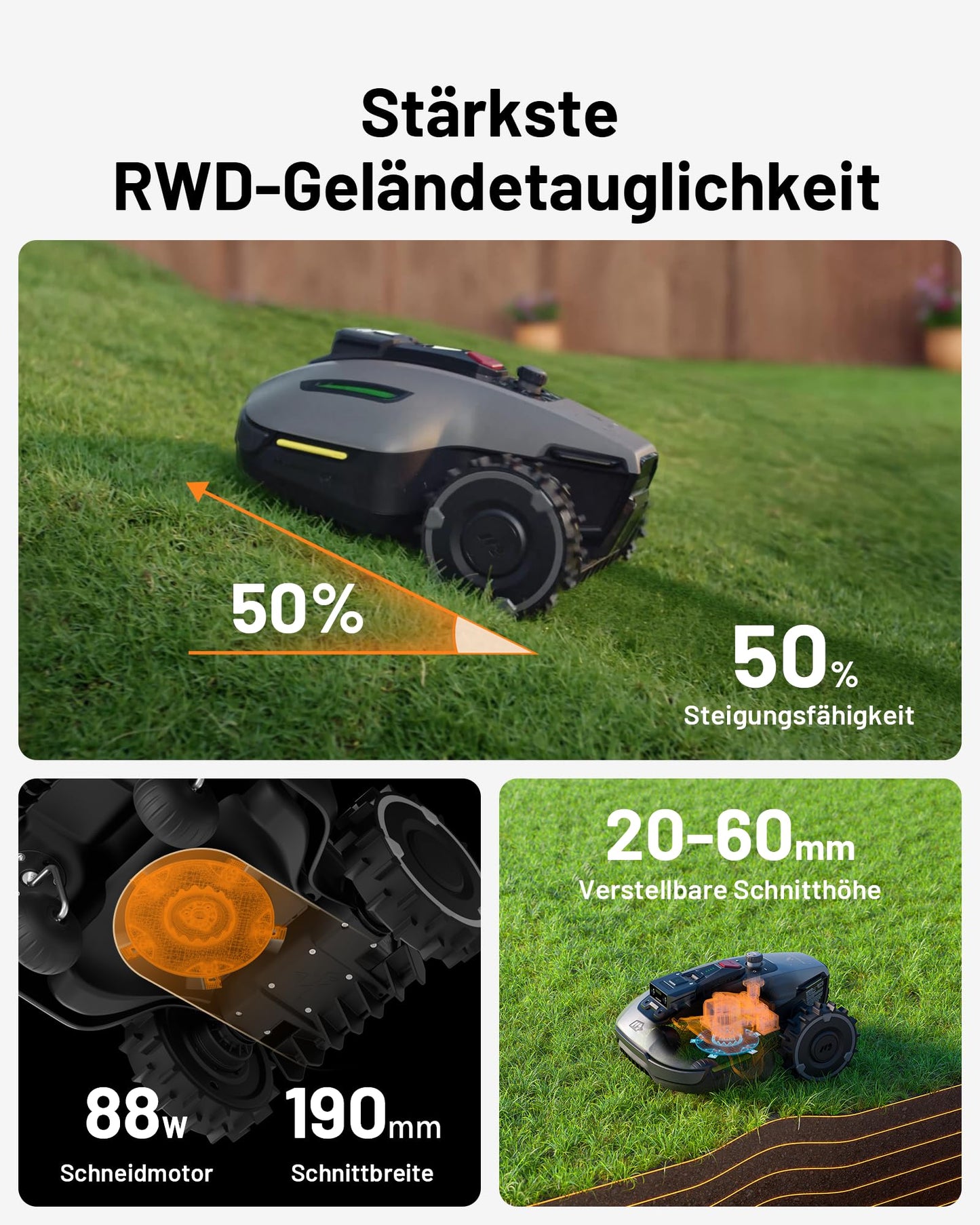 MAMMOTION YUKA Mini 700 Mähroboter mit Garagen-Kombination, NetRTK+Vision, Keine RTK-Antenne erforderlich, Auto-Kartierung, Empf. 700m², Max. 1100m², mit 4G-Modul, 50% Steigung(YUKA mini 700+Garage)