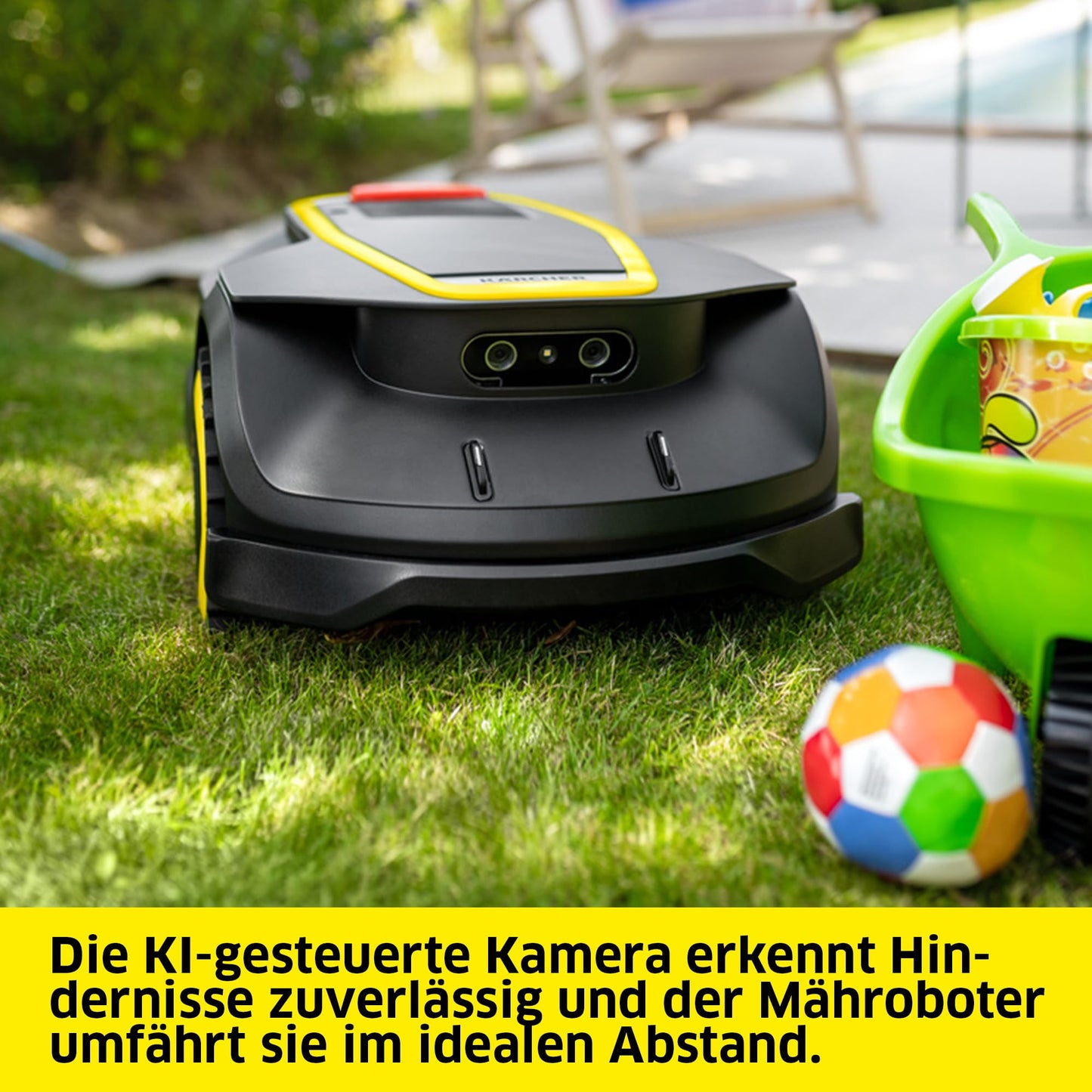 Kärcher Mähroboter RCX 4, ohne Begrenzungskabel, Flächenleistung: 1.500 m², Paralleles Bahnenfahren, bis zu 60% Steigung, rasenschonende Traktion, Allrad-Antrieb, Igelerkennung, GPS + RTK + Kamera