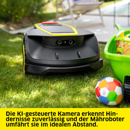 Kärcher Mähroboter RCX 4, ohne Begrenzungskabel, Flächenleistung: 1.500 m², Paralleles Bahnenfahren, bis zu 60% Steigung, rasenschonende Traktion, Allrad-Antrieb, Igelerkennung, GPS + RTK + Kamera