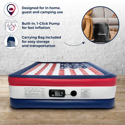 SoundAsleep Dream Series Queen Air Mattress with ComfortCoil Tech & Built-in Pump – Raised, Adjustable, Portable Bed