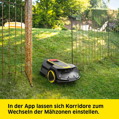 Kärcher Mähroboter RCX 6, ohne Begrenzungskabel, Flächenleistung: 3.000 m², Paralleles Bahnenfahren, bis zu 70% Steigung, rasenschonende Traktion, Allrad-Antrieb, Igelerkennung, GPS + RTK + Kamera