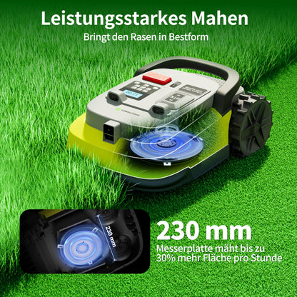 UBHOME M10 Rasenmäher Roboter, Mähroboter ohne Begrenzungskabel für Rasenflächen bis 1000m², Vision+RTK Fusion-Mapping ,Smart-Navigation, Hindernisvermeidung, App-Steuerung