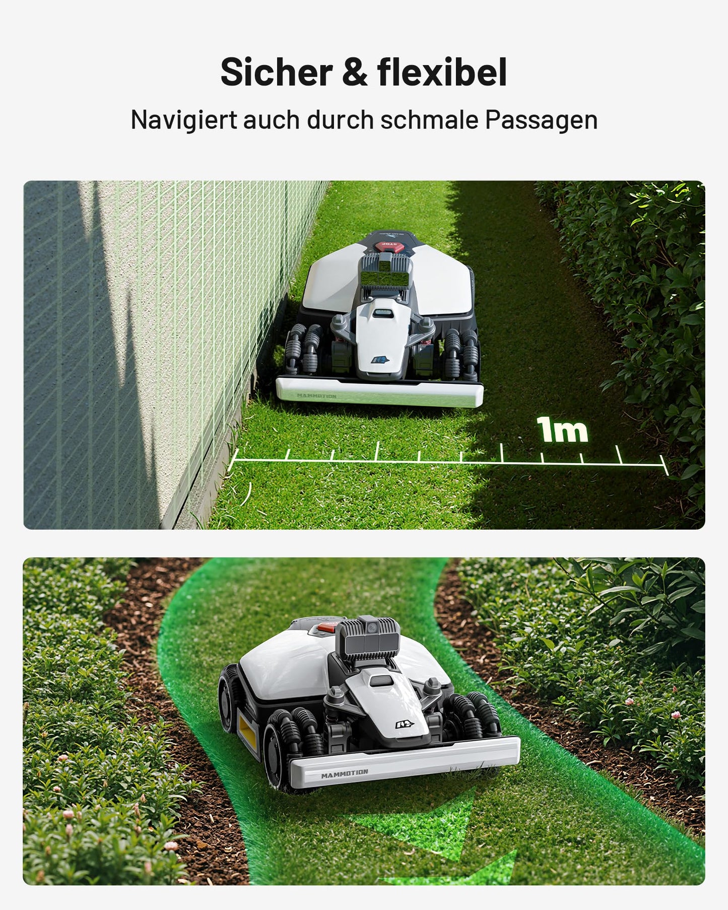 MAMMOTION LUBA mini AWD LiDAR Mähroboter ohne Begrenzungskabel Mit 3D LiDAR + Vision, Ohne RTK-Antenne, Automatische Kartierung, empf. für 1.500 m², 4G-Modul, bis zu 80 % Steigung