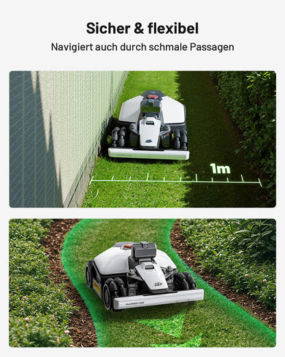MAMMOTION LUBA mini AWD LiDAR Mähroboter ohne Begrenzungskabel Mit 3D LiDAR + Vision, Ohne RTK-Antenne, Automatische Kartierung, empf. für 1.500 m², 4G-Modul, bis zu 80 % Steigung