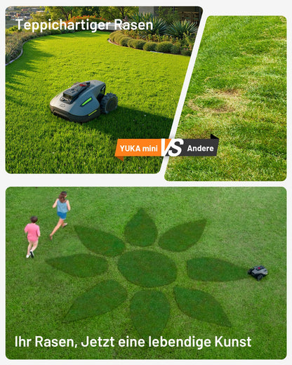 MAMMOTION YUKA Mini 700 Mähroboter mit Garagen-Kombination, NetRTK+Vision, Keine RTK-Antenne erforderlich, Auto-Kartierung, Empf. 700m², Max. 1100m², mit 4G-Modul, 50% Steigung(YUKA mini 700+Garage)