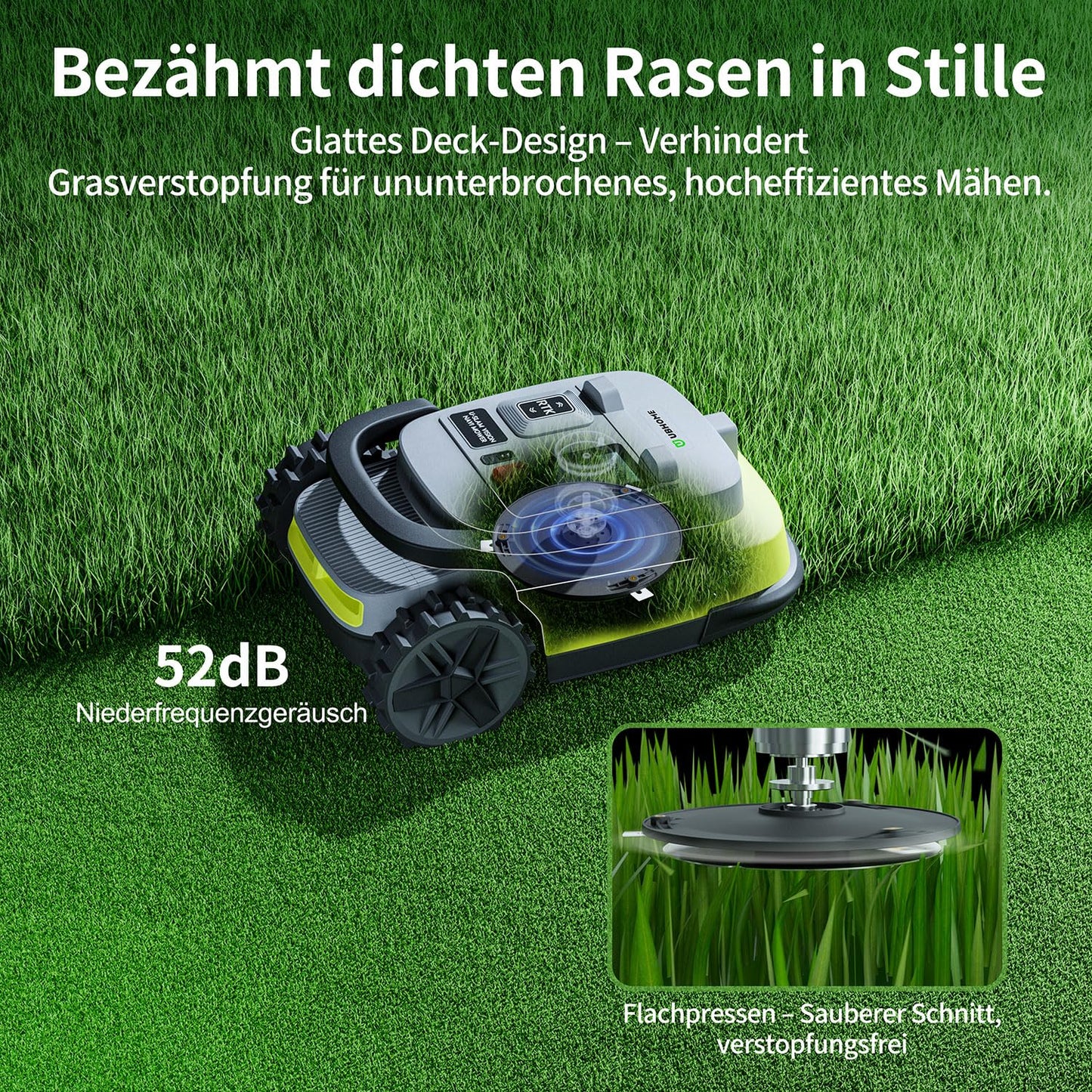 UBHOME M10 Mähroboter ohne Begrenzungskabel, Vision+RTK Fusion-Mapping,Smart-Navigation, Garten bis 1000m², Hindernisvermeidung, App-Steuerung,55% Steigung