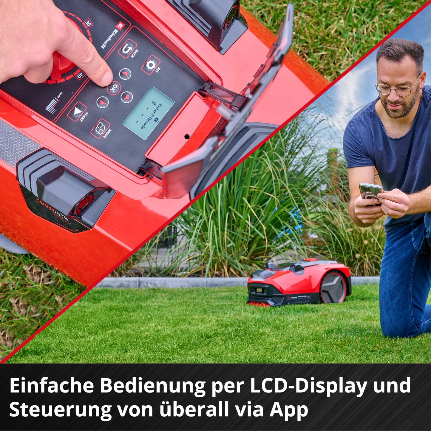 Einhell Mähroboter FREELEXO CAM PLUS 600 Power X-Change (18 V, Kamera statt Begrenzungsdraht, für 600 m², WiFi, Brushless, bis 25 % Steigung, inkl. 4,0 Ah Plus Akku)
