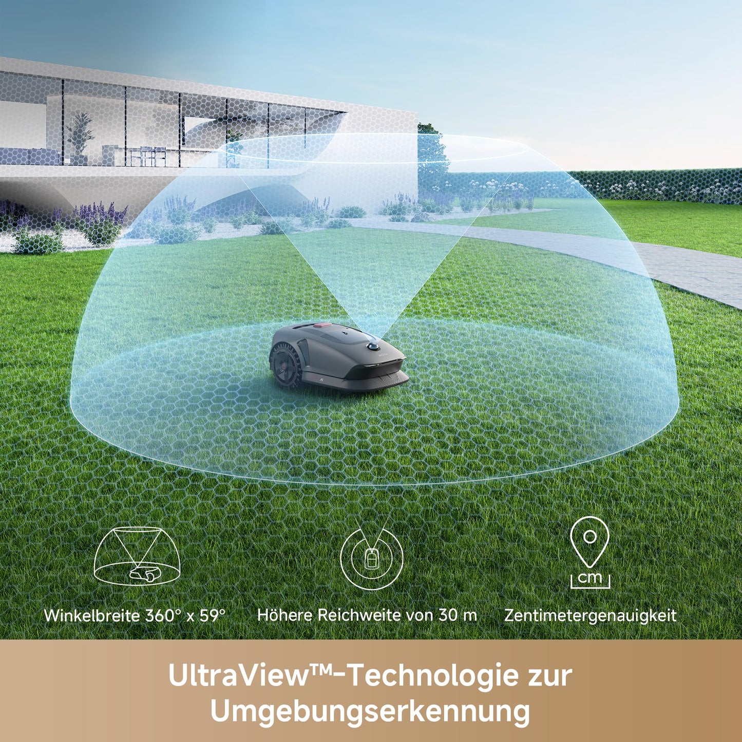 MOVA 1000, Mähroboter 3D-LiDAR kabellose Einrichtung & genaue Kartierung bis 1.000 m², Mähroboter ohne Begrenzungskabel, Smarte Hindernisvermeidung, Verbesserte Geländeräder, U-förmiges Schneiden